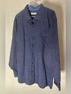 Tommy Bahama Navy and Purple Striped Long-Sleeve Button-Up Shirt